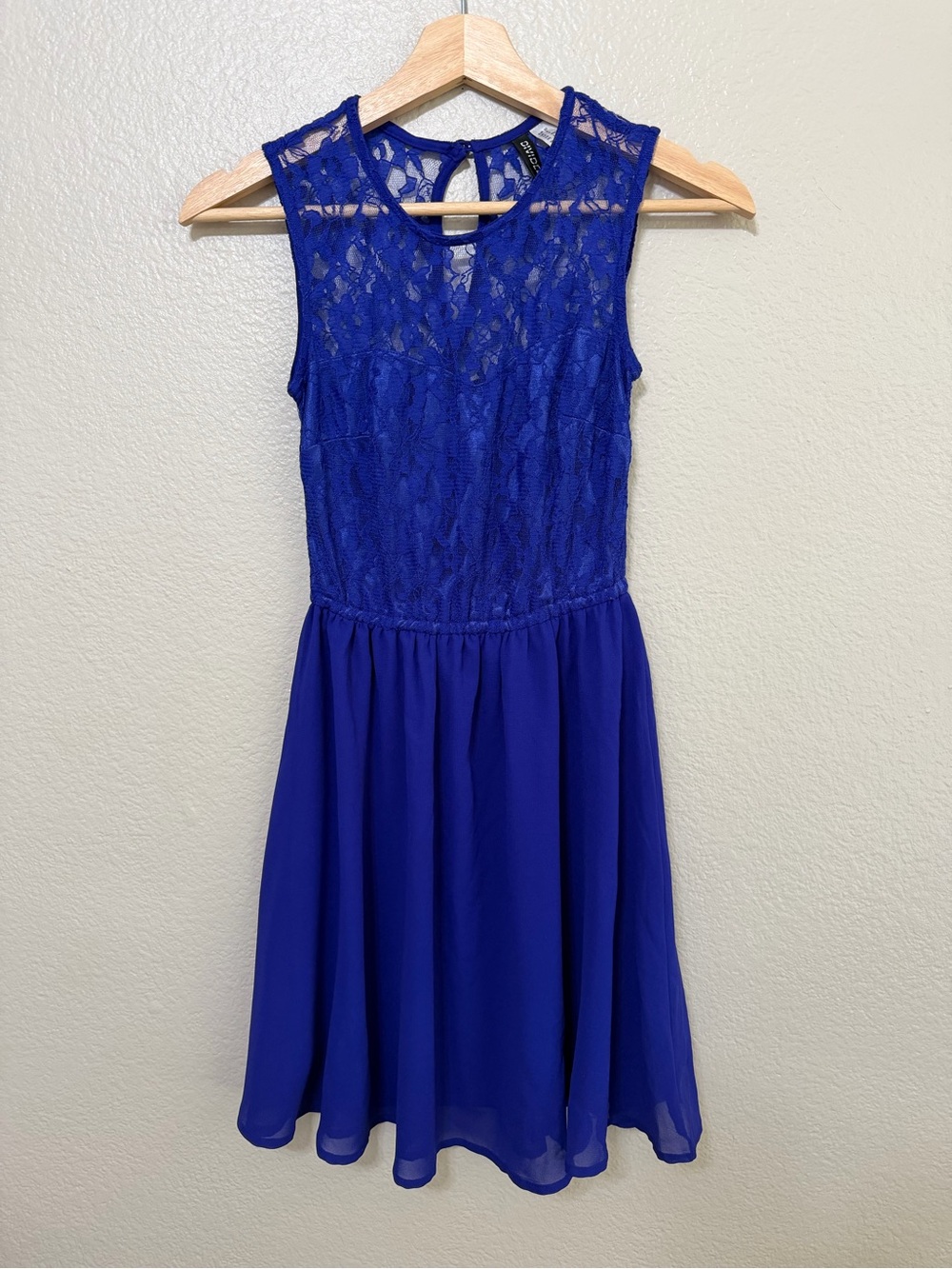 H&M DIVIDED Cobalt Blue Floral Lace Dress